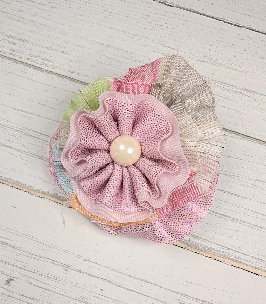 Pastel Easter Hair Clip - 2" Spring Shabby Chic Hair Clip