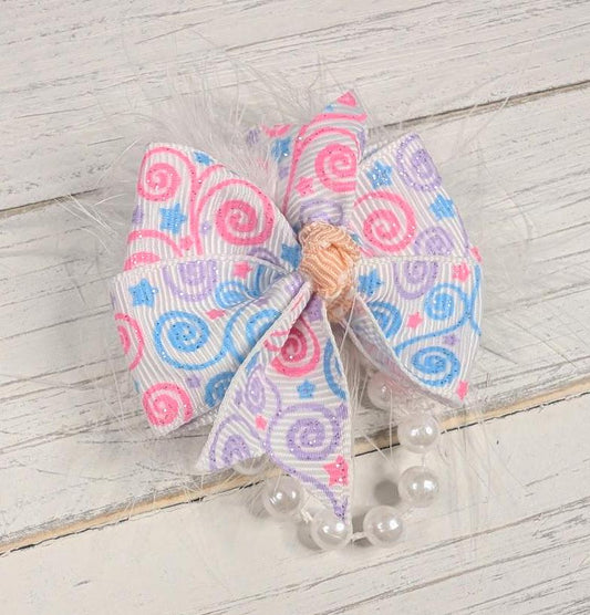 Princess Pearl Pinwheel Hair Bow