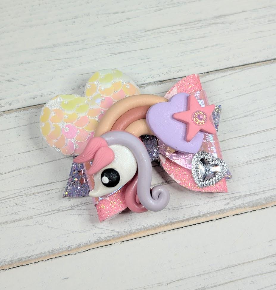 Kawaii Hair Bow - 2" Mini Pony OTT Faux Leather Layered Hair Bow Accessory