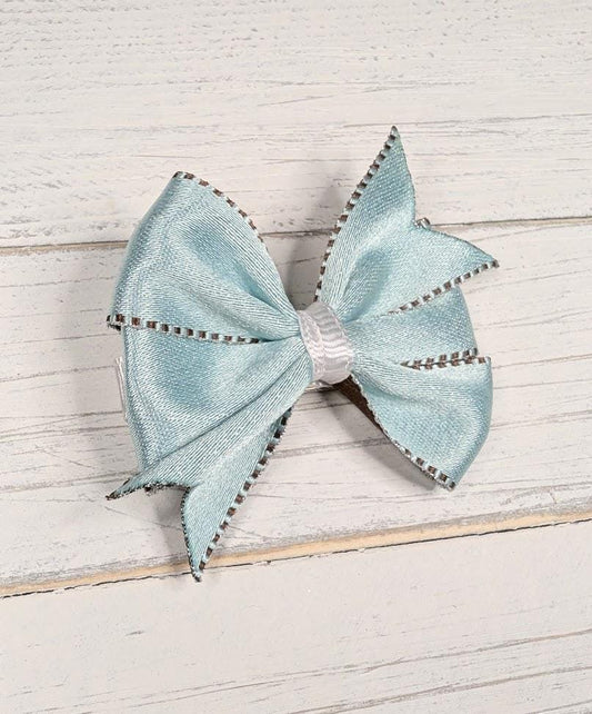 Baby Blue and Brown Pinwheel Hair Bow