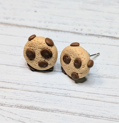 Clay Earrings - Chocolate Chip Cookie Clay Food Jewelry Stud Earrings