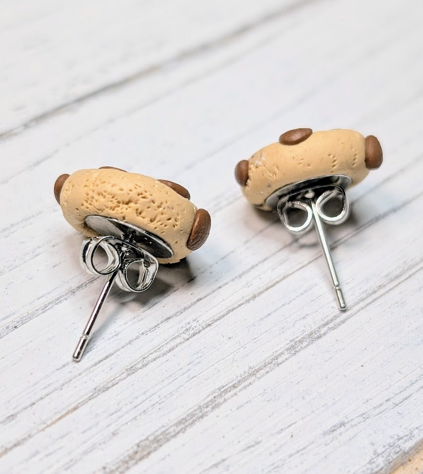 Clay Earrings - Chocolate Chip Cookie Clay Food Jewelry Stud Earrings