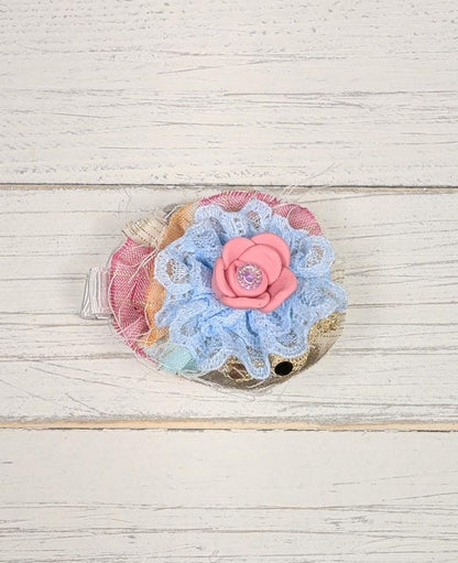 Easter Hair Clip -Easter Hair Bow Clip - 2" Lolita Fashion Style Blue Rose Spring Hair Clip