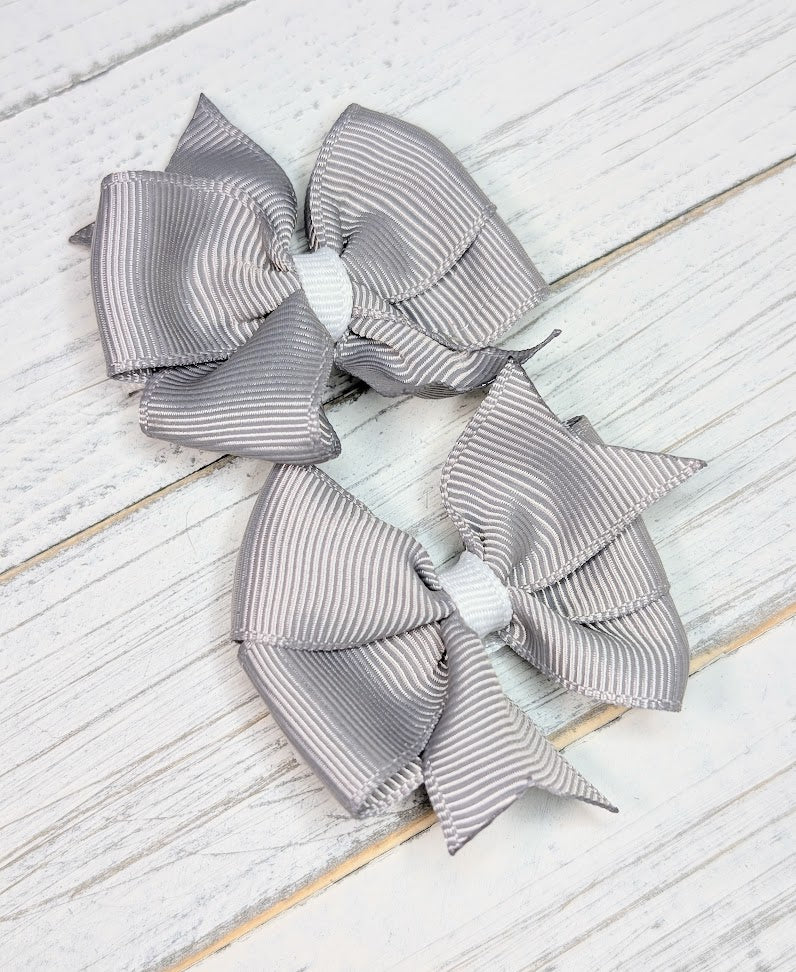 Gray Baby Pinwheel Hair Bows