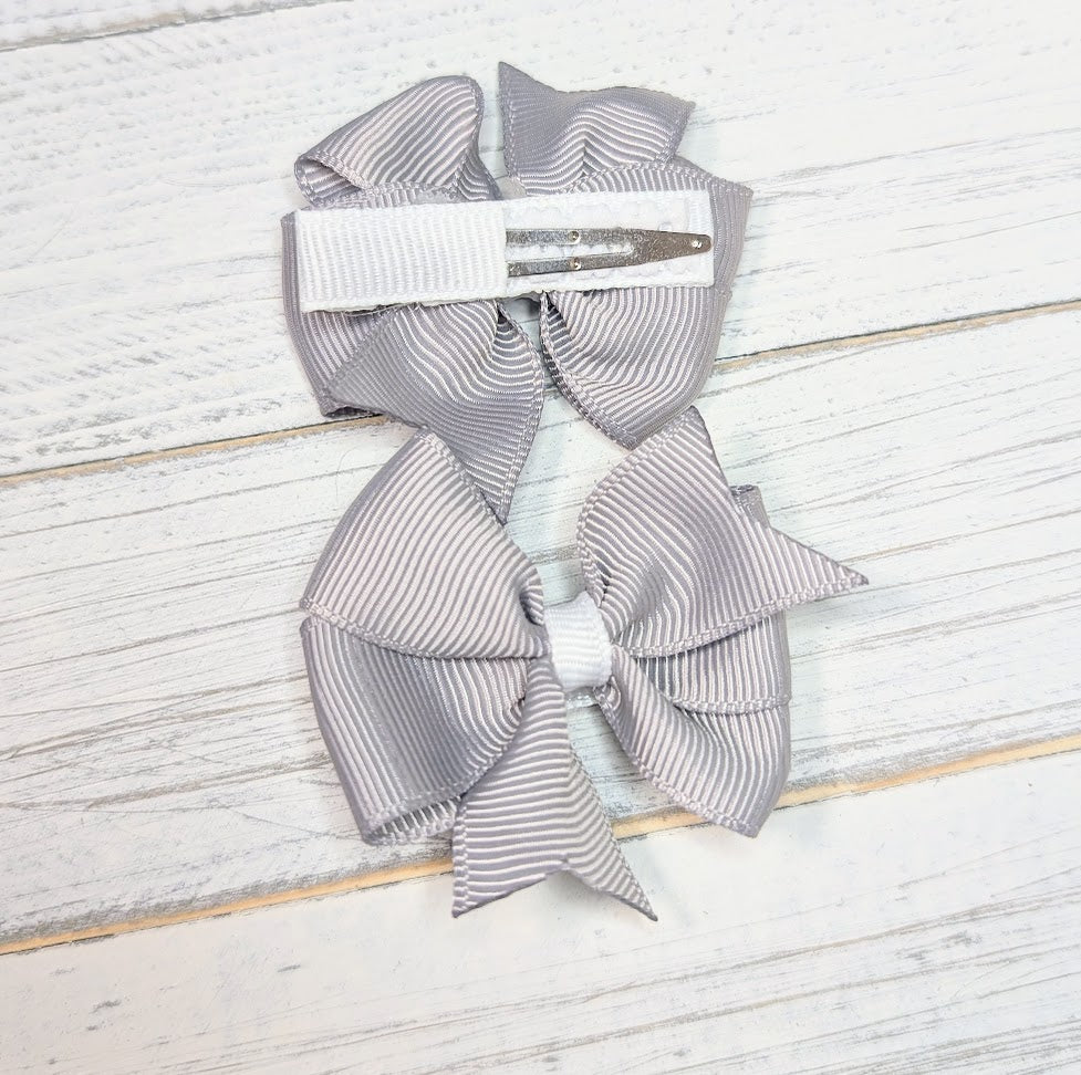 Gray Baby Pinwheel Hair Bows