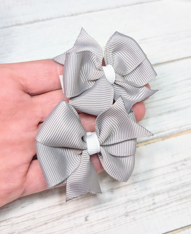 Gray Baby Pinwheel Hair Bows