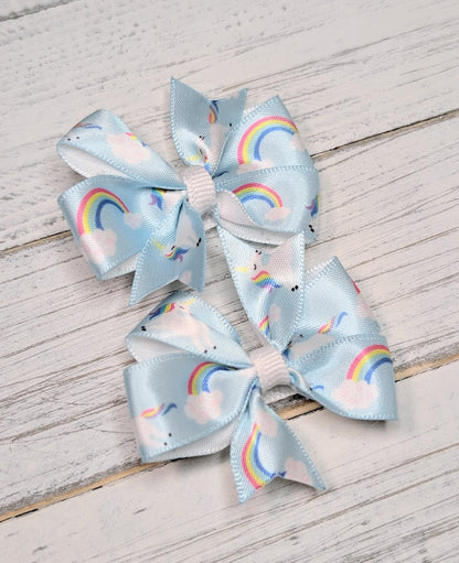 Rainbow and Unicorn Baby Pinwheel Hair Bows