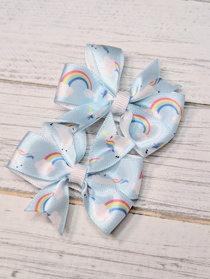 Rainbow and Unicorn Baby Pinwheel Hair Bows