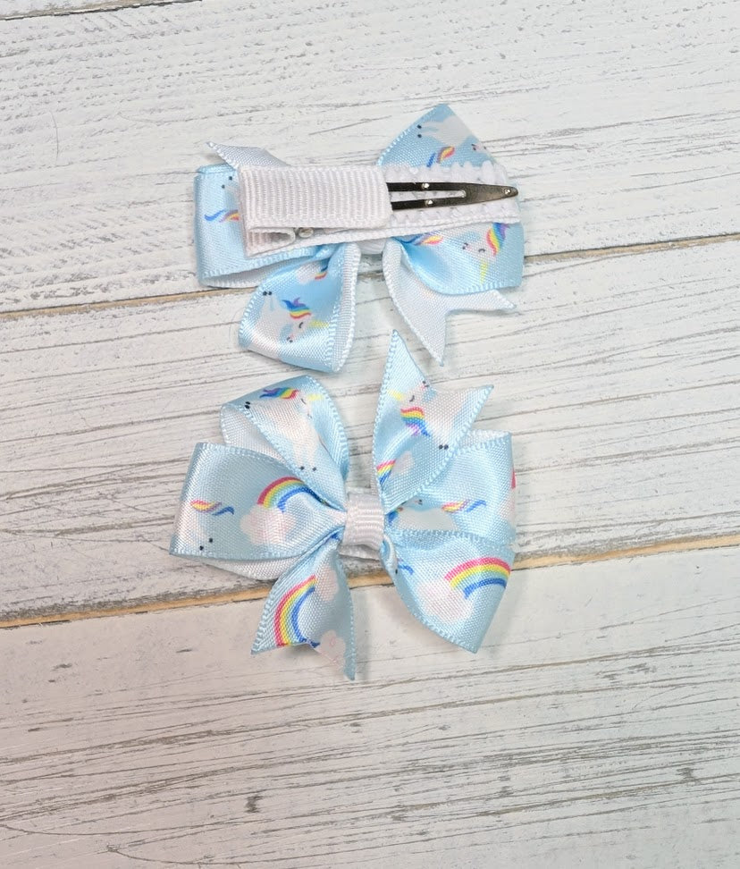 Rainbow and Unicorn Baby Pinwheel Hair Bows