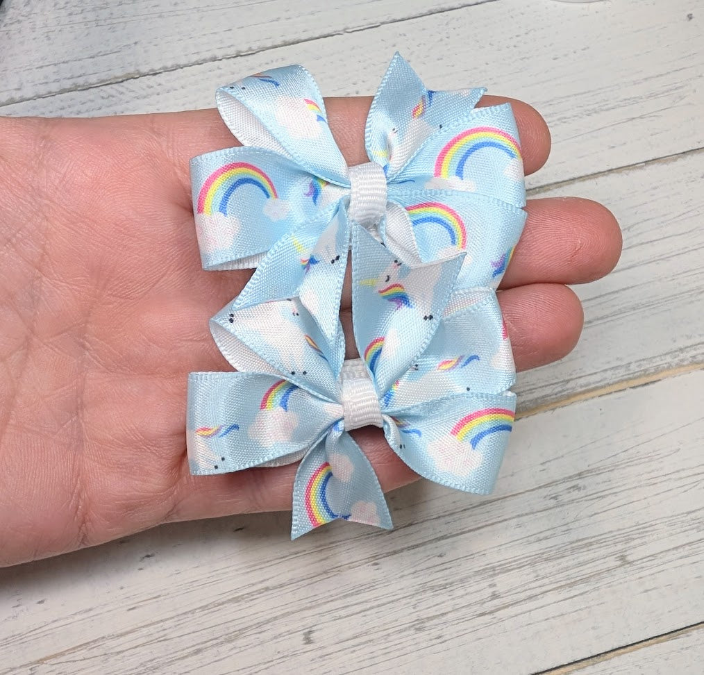 Rainbow and Unicorn Baby Pinwheel Hair Bows